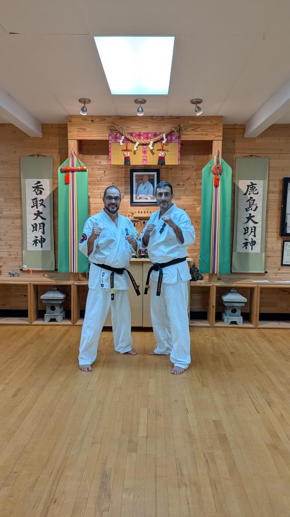 Sensei Alan Mokbel with an instructor at Shihan Hugo Perez's dojo in Montreal
